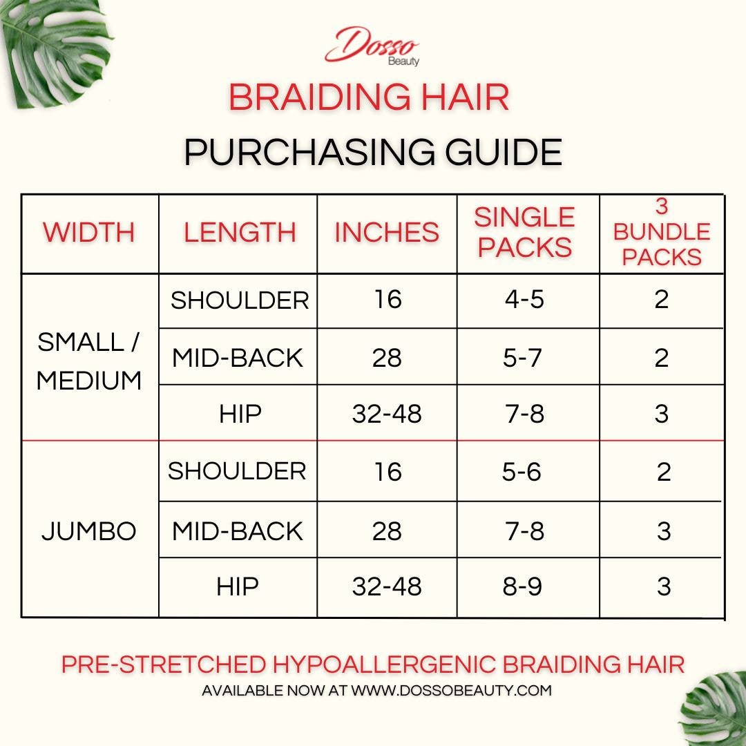 Dosso Beauty - (Single Packs) Pre-Stretched Hypoallergenic Braiding Hair: 1B / 16"