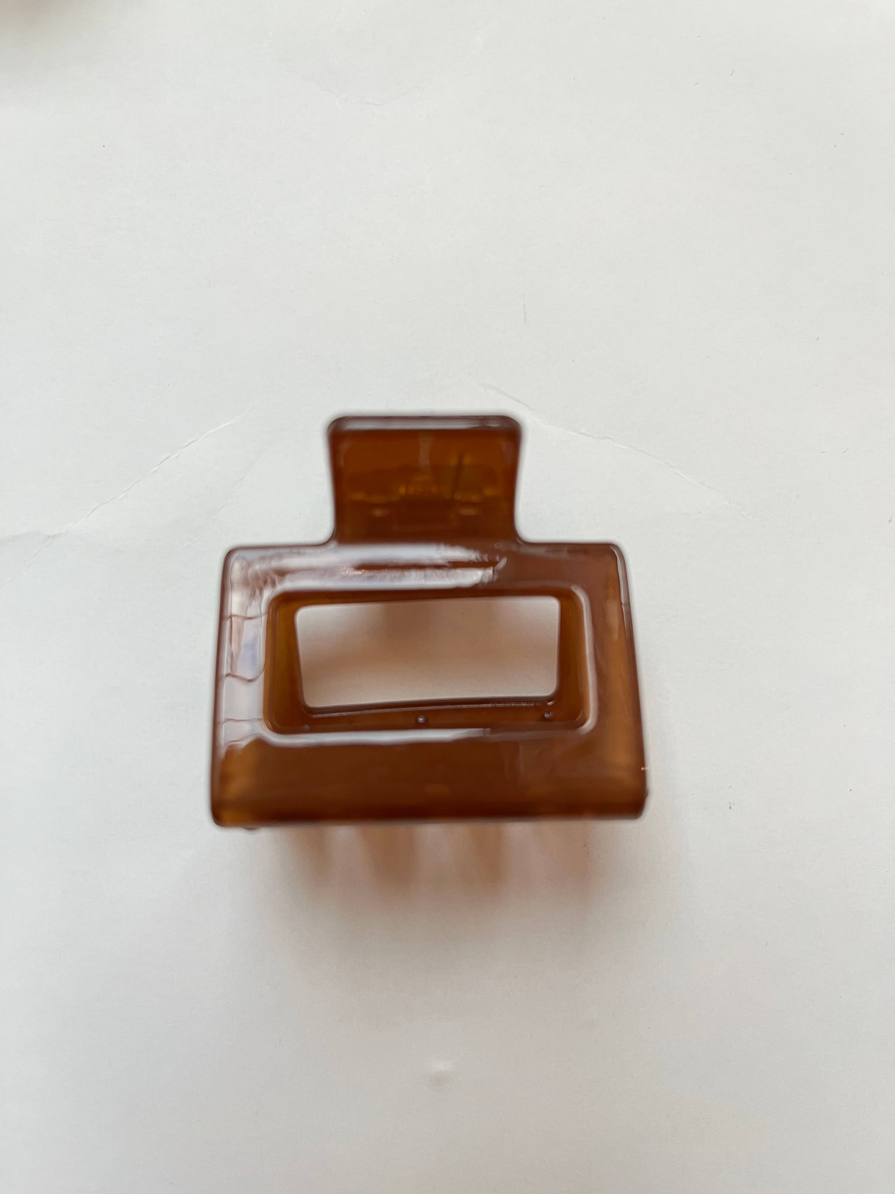 Frosting Company - Small Square Hair Claw Clips - Green Brown
