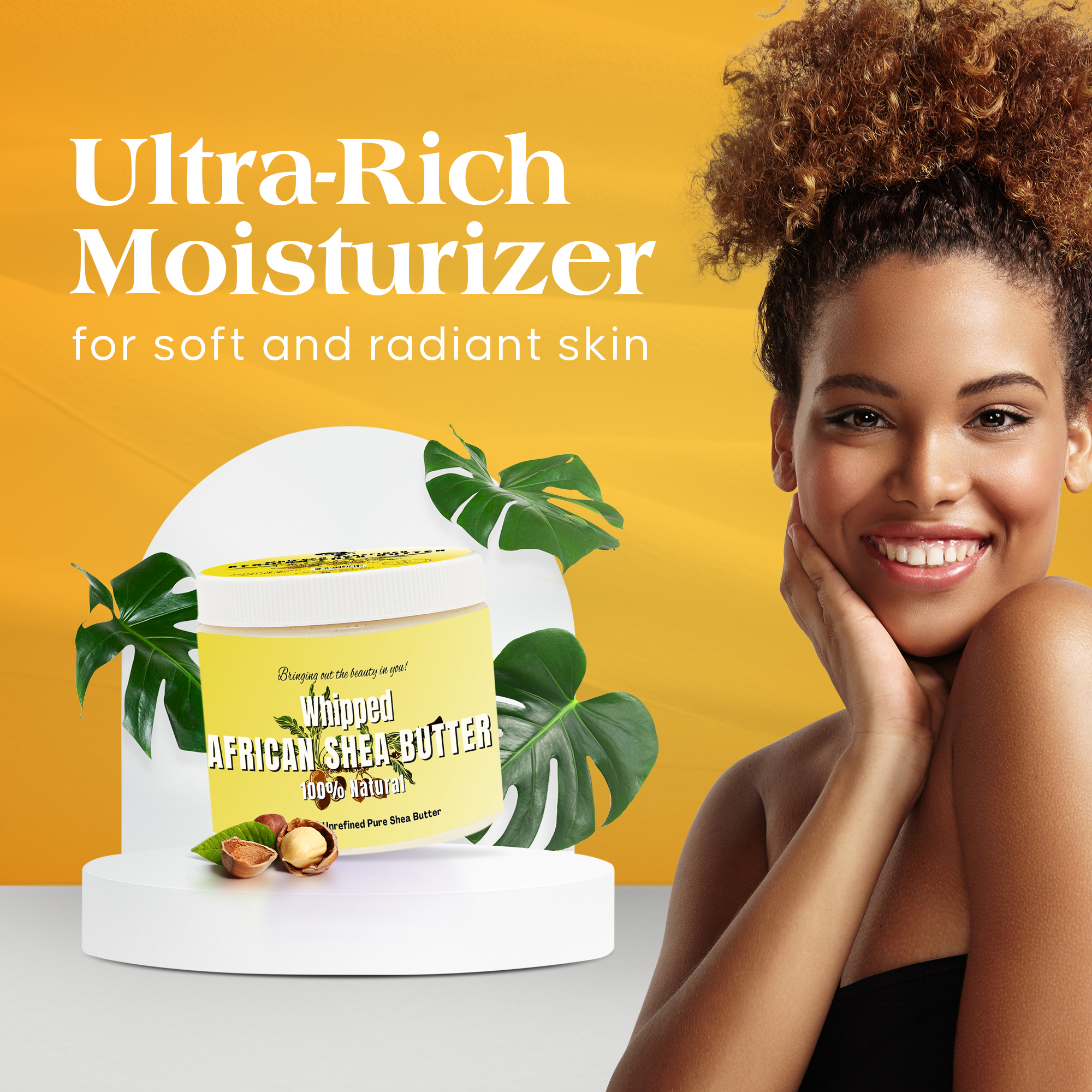 RA Cosmetics, LLC - 100% African Ivory Shea Butter Whipped - Unscented, 12 oz