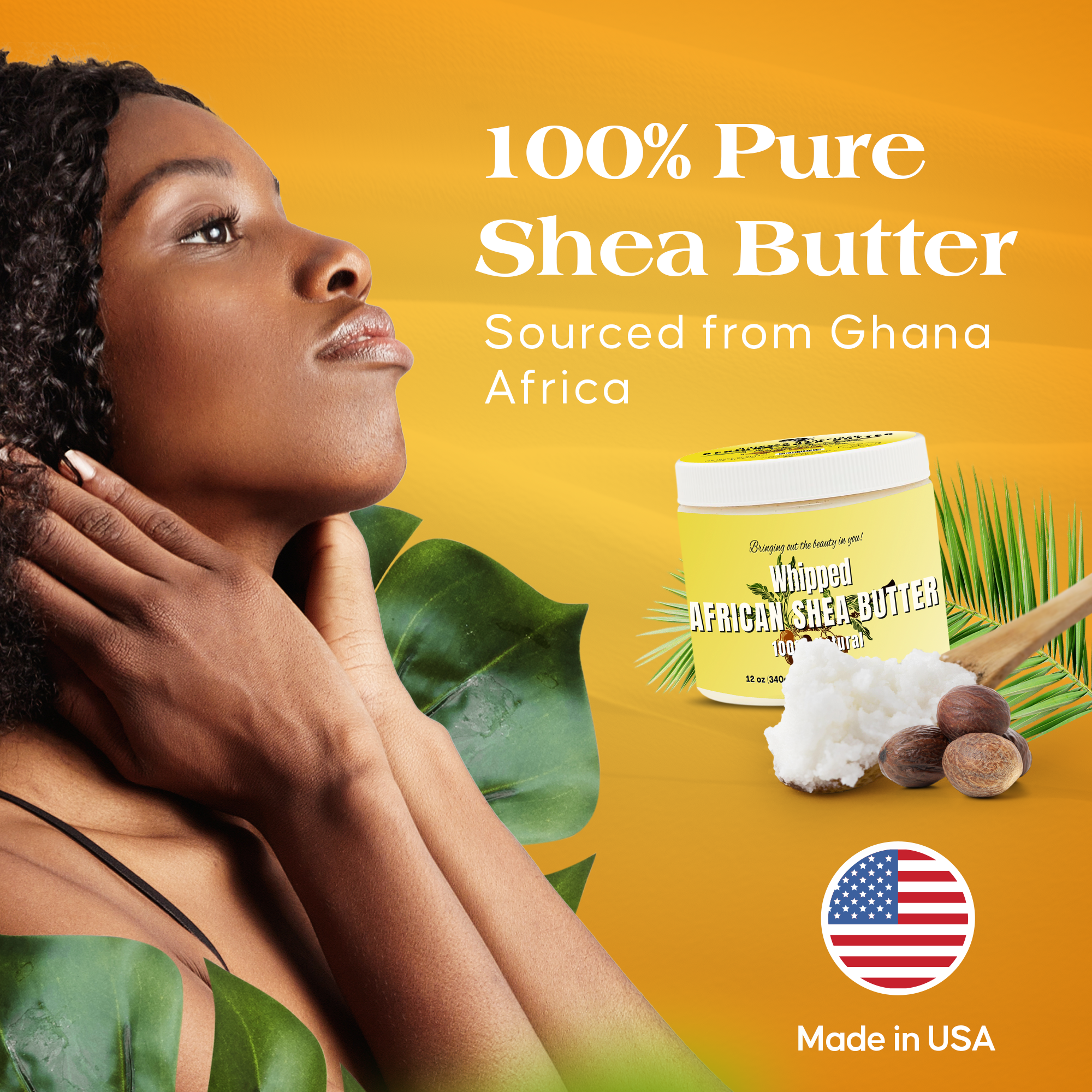 RA Cosmetics, LLC - 100% African Ivory Shea Butter Whipped - Unscented, 12 oz