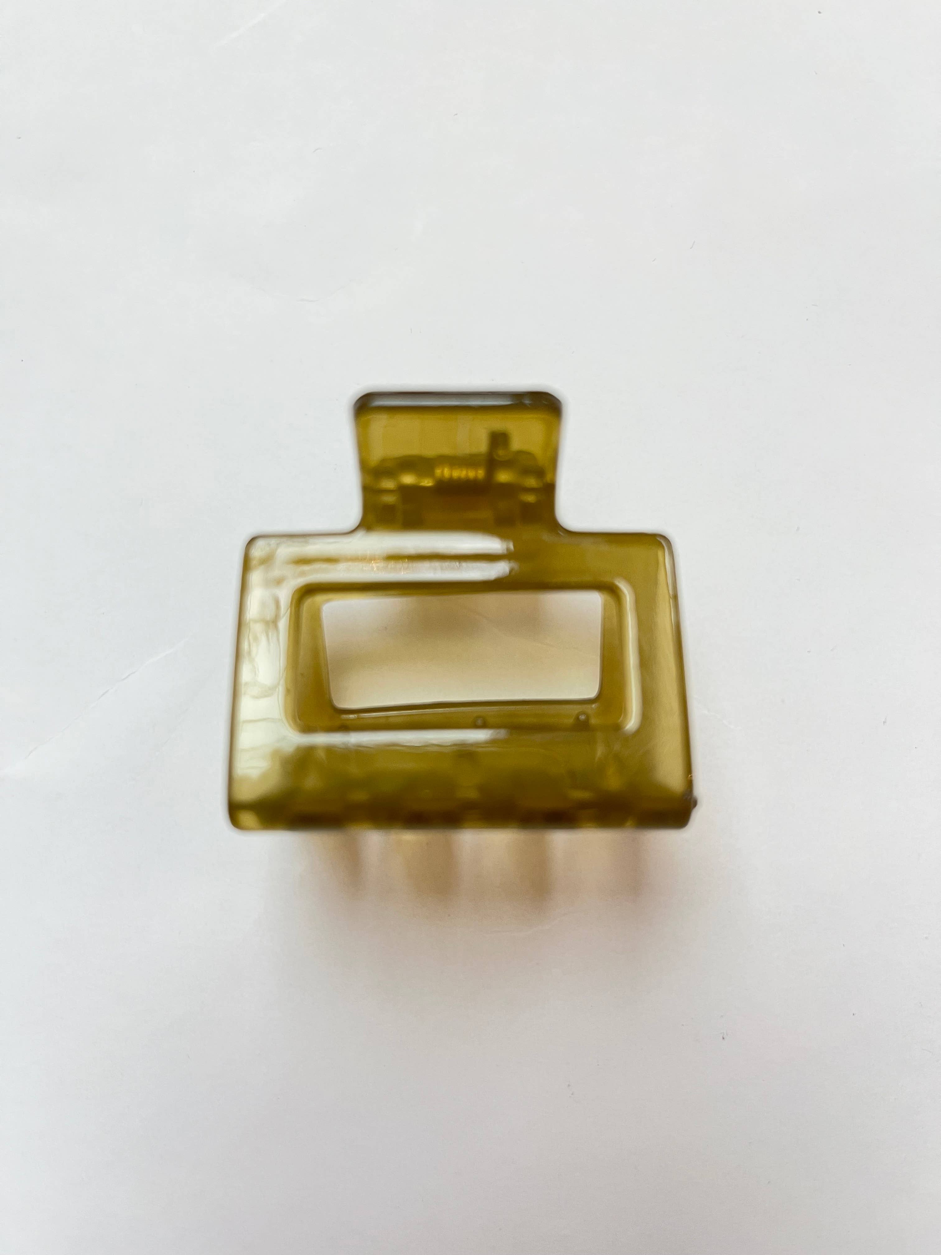 Frosting Company - Small Square Hair Claw Clips - Green Brown