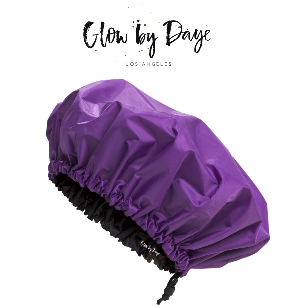 Glow by Daye - Purple "Rain" Satin Lined Shower Cap