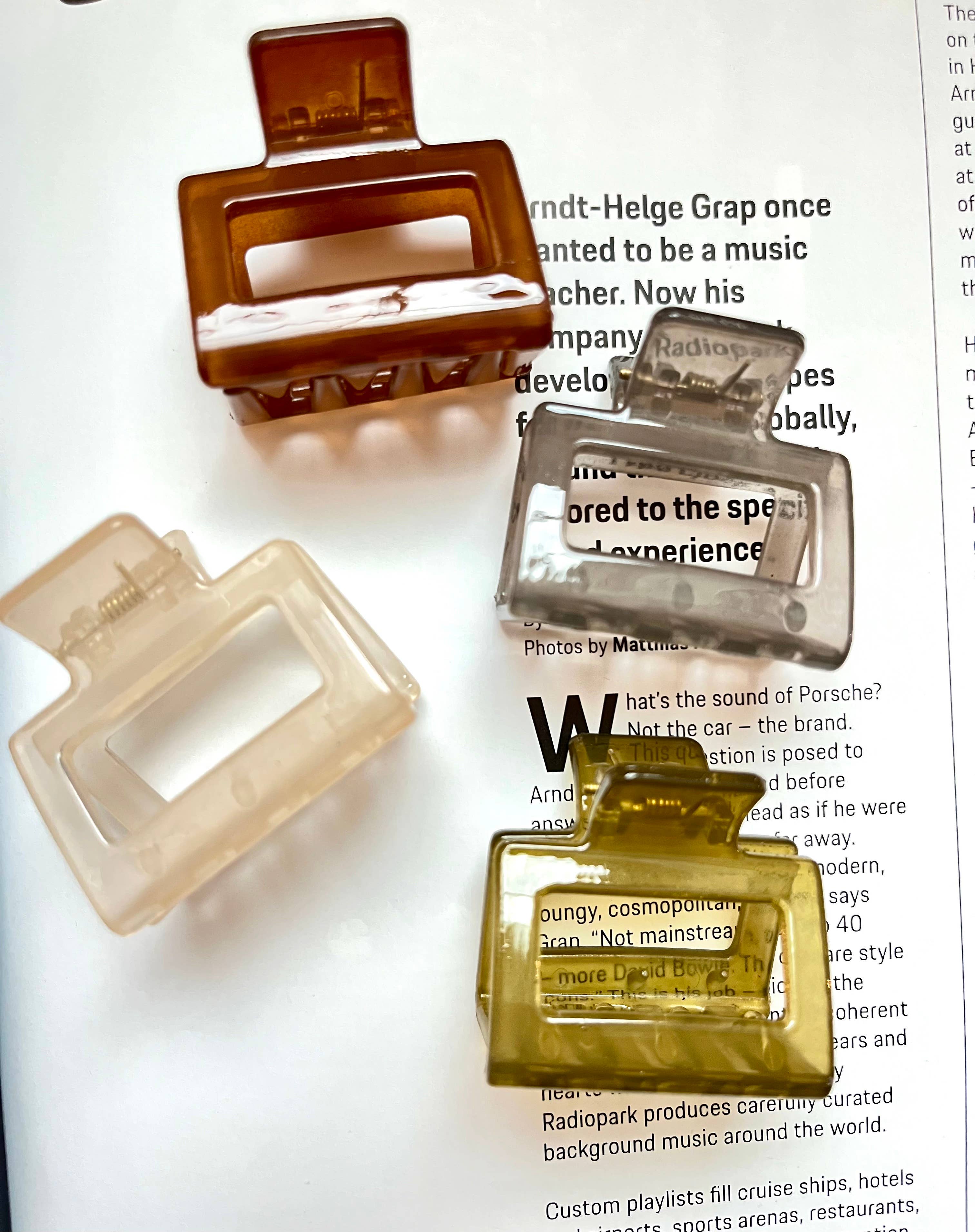 Frosting Company - Small Square Hair Claw Clips - Green Brown