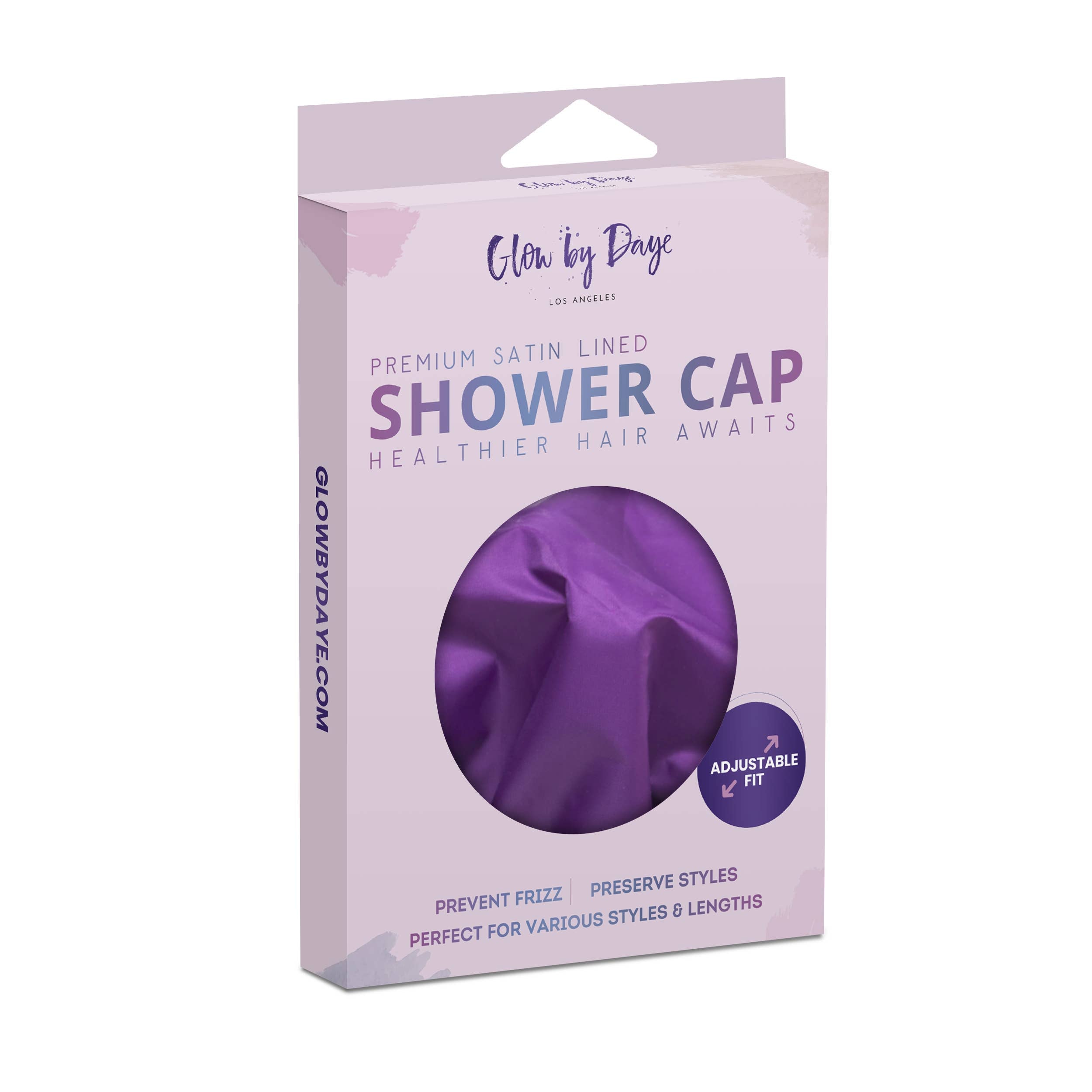 Glow by Daye - Purple "Rain" Satin Lined Shower Cap
