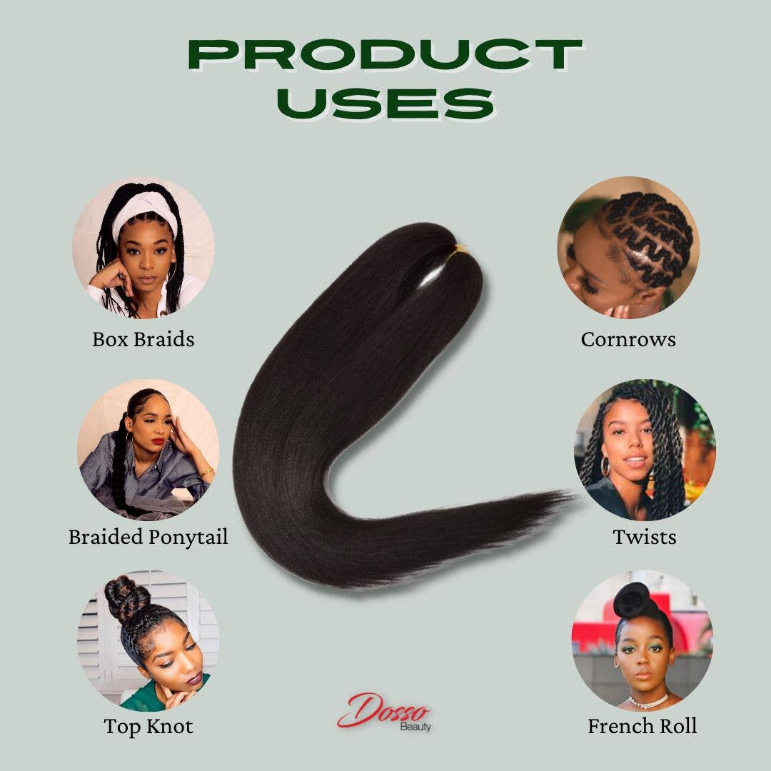 Dosso Beauty - (Single Packs) Pre-Stretched Hypoallergenic Braiding Hair: 4 / 16"
