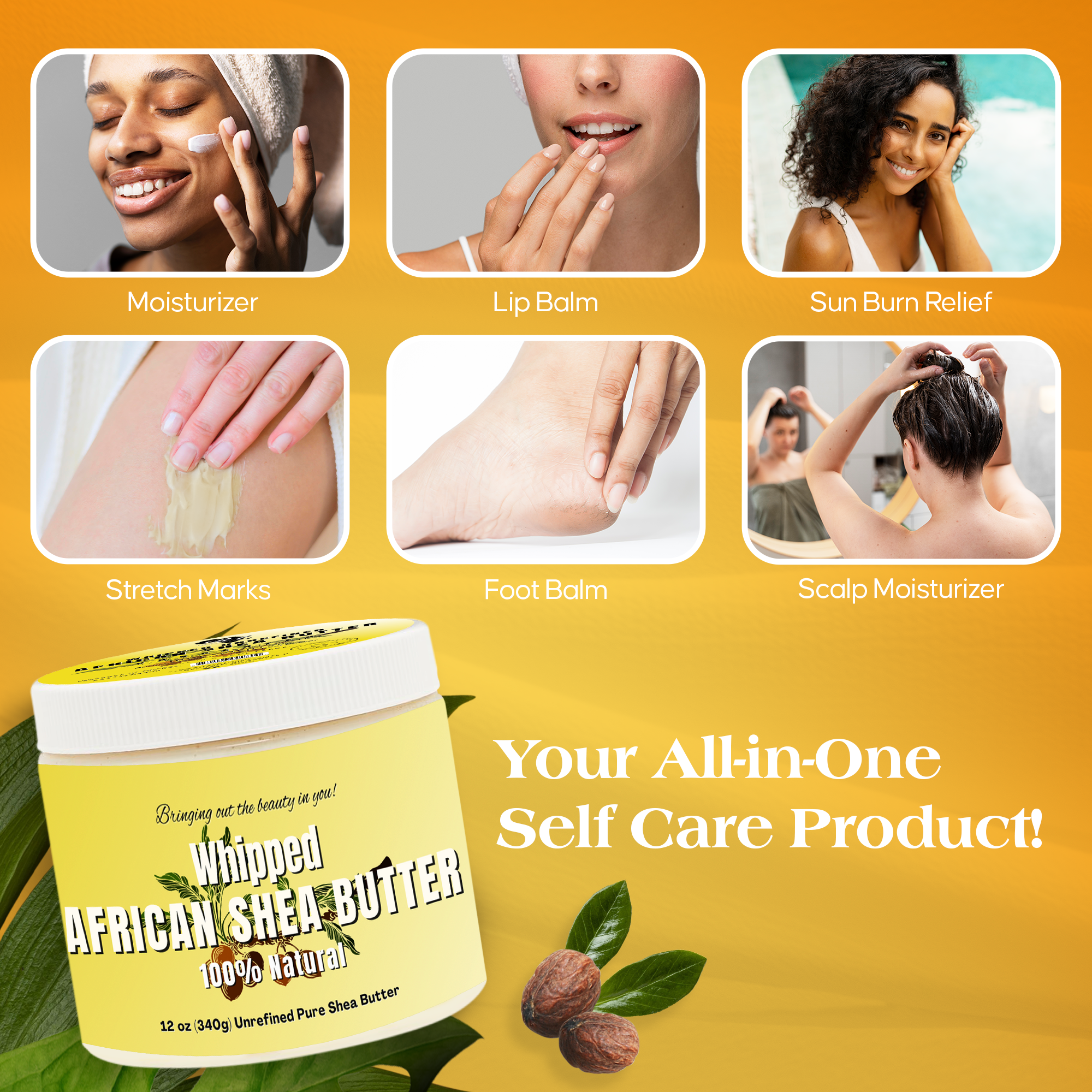 RA Cosmetics, LLC - 100% African Ivory Shea Butter Whipped - Unscented, 12 oz