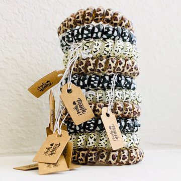 Tiny Gift Society - Thank You Gifts Leopard Hair Coils Telephone Cord Hair Ties