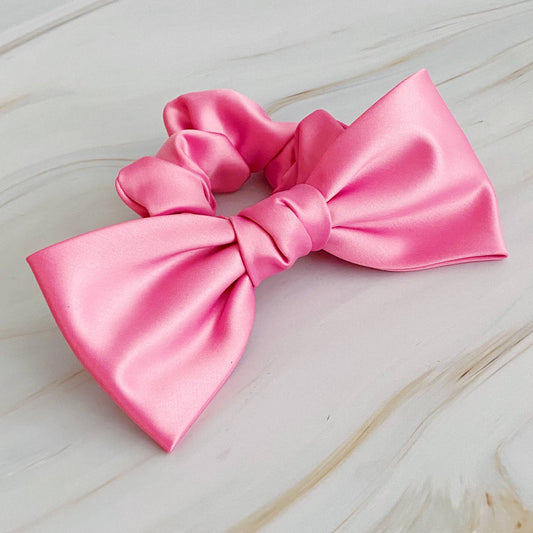Ellison+Young - Satin Bow Tie Hair Scrunch: Pink