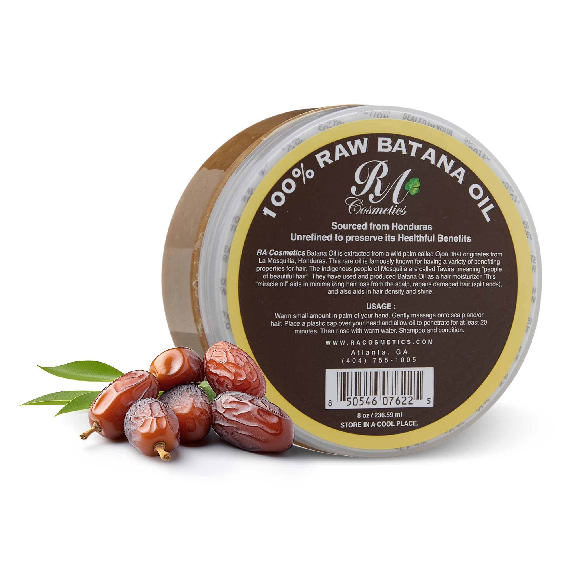 RA Cosmetics - 100% Raw Batana Oil, 8oz -From Honduras