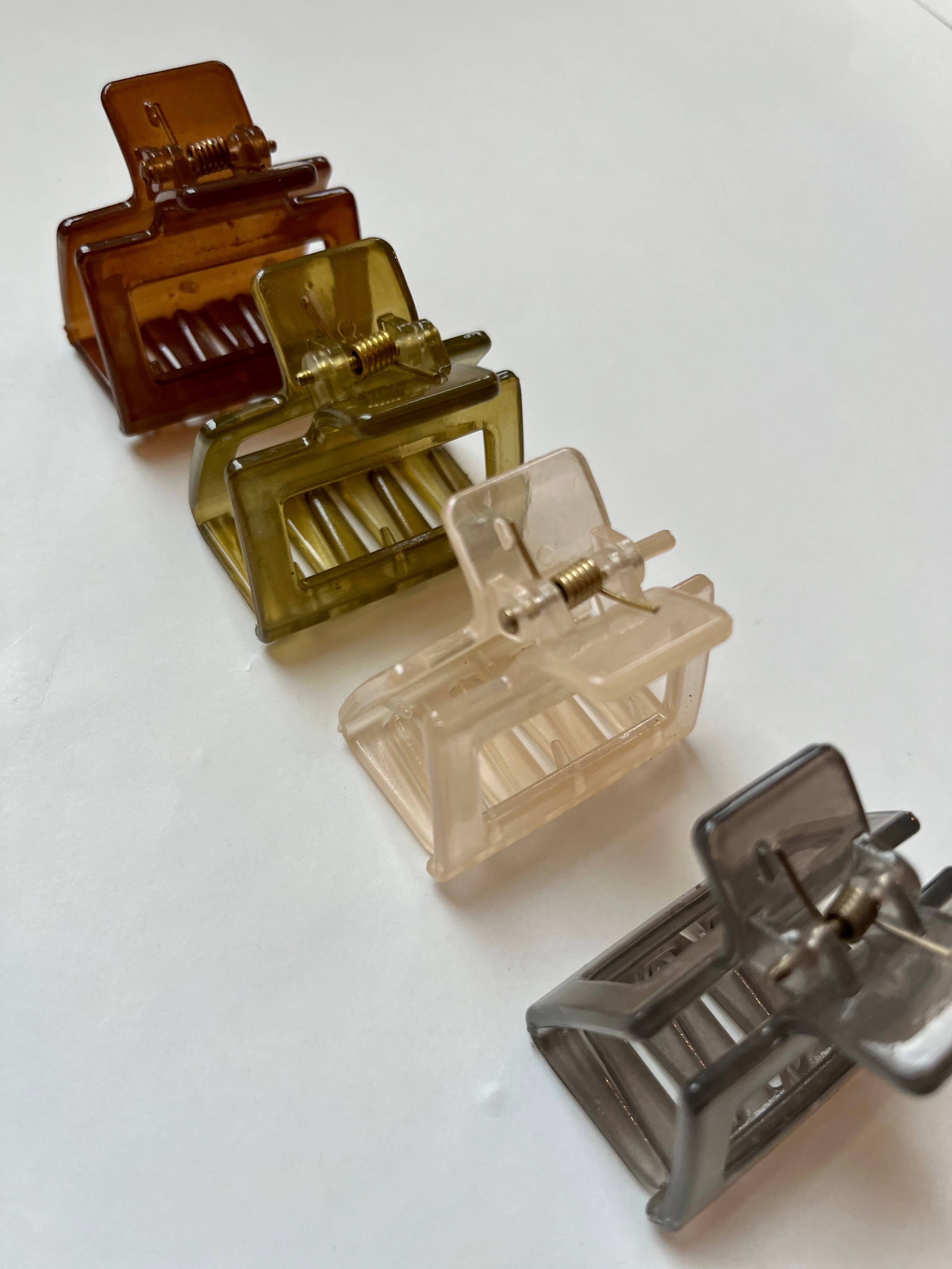 Frosting Company - Small Square Hair Claw Clips - Green Brown