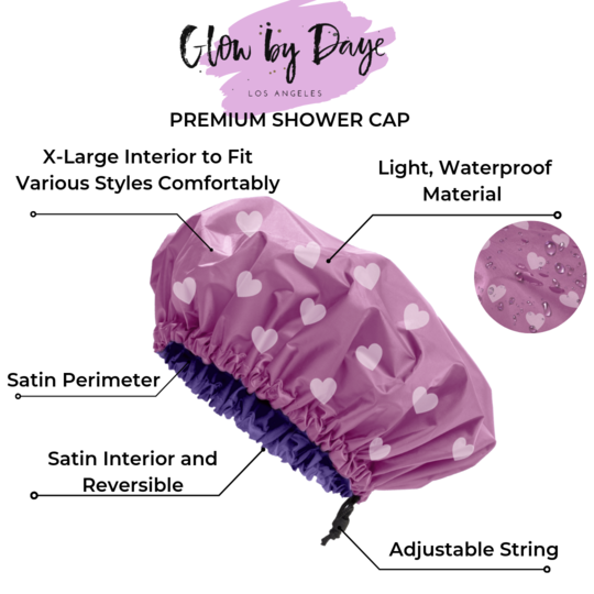 Glow by Daye - "Heartbreaker" Satin Lined Shower Cap