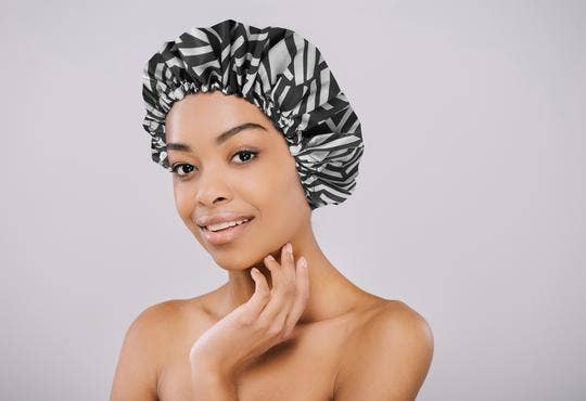 Glow by Daye - Afro Geo Print Satin Lined Shower Cap