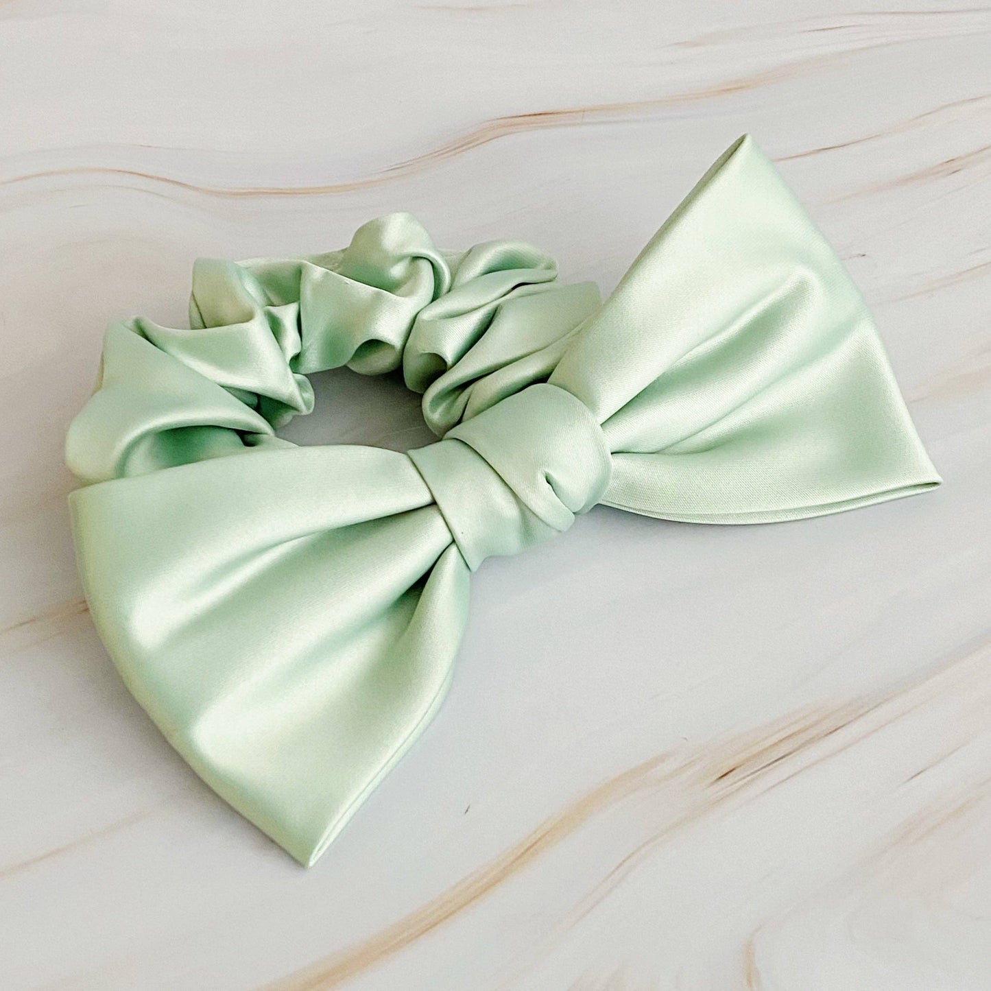 Ellison+Young - Satin Bow Tie Hair Scrunch: Pink