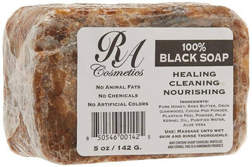 RA Cosmetics - African Black Soap Bar, Unscented - 5oz