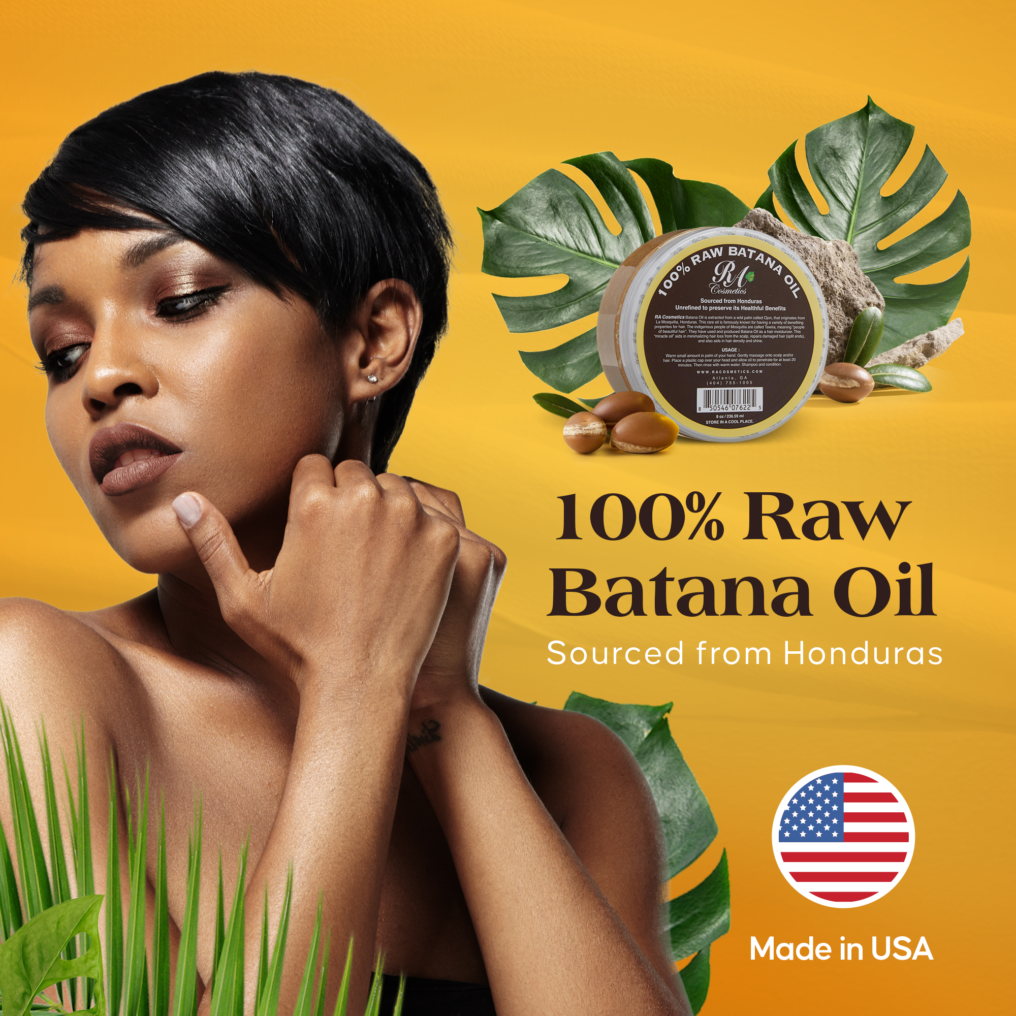 RA Cosmetics - 100% Raw Batana Oil, 8oz -From Honduras