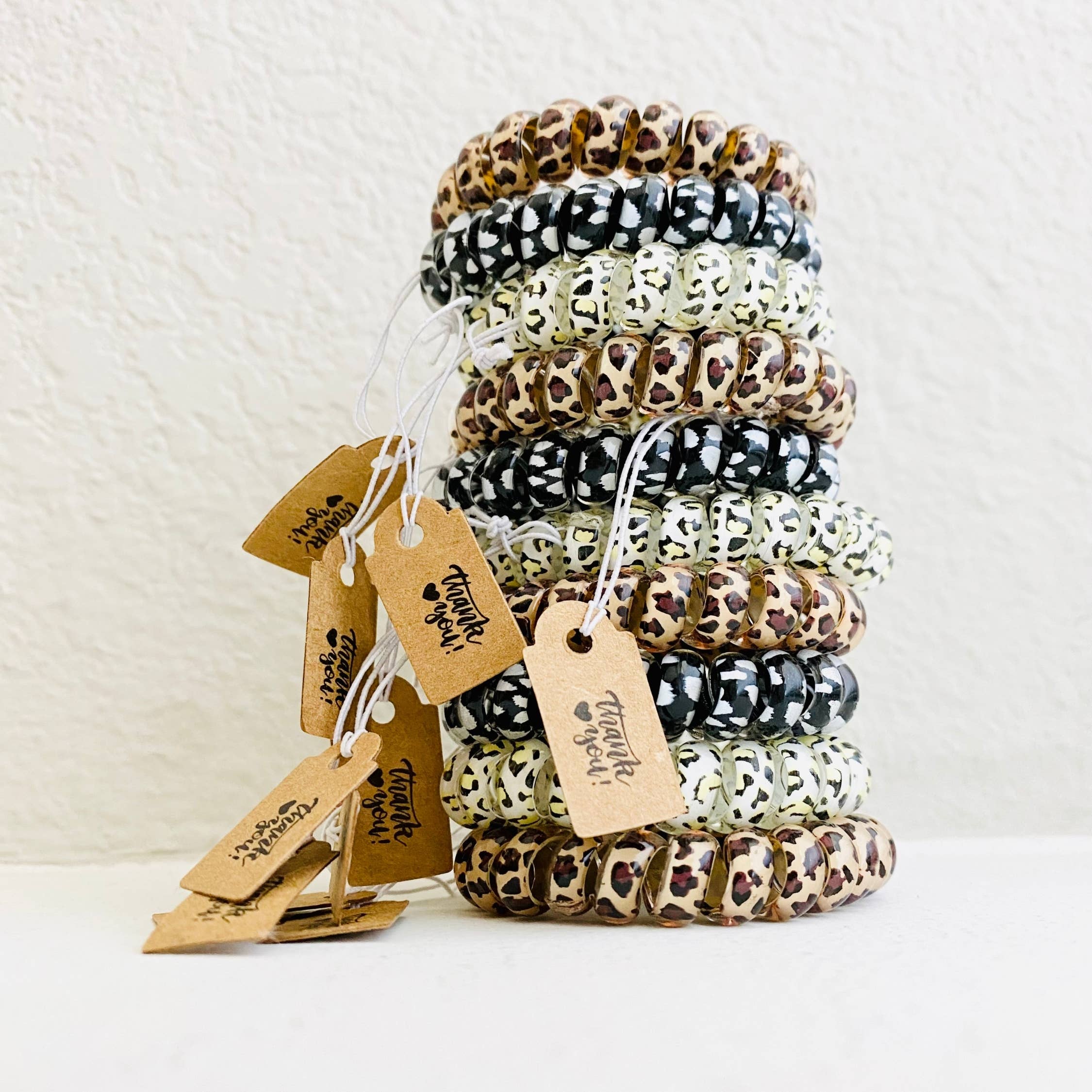 Tiny Gift Society - Thank You Gifts Leopard Hair Coils Telephone Cord Hair Ties