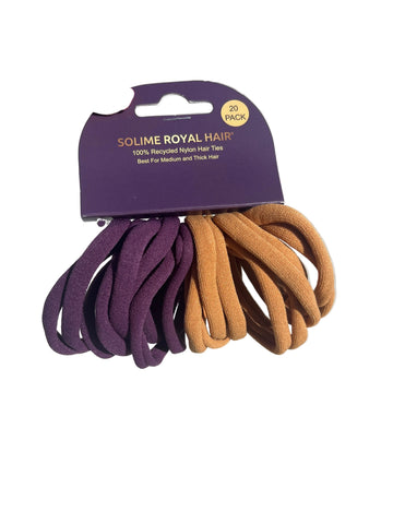 Recycled Nylon Hair Ties Set (20 Pack)  Purple & Ginger