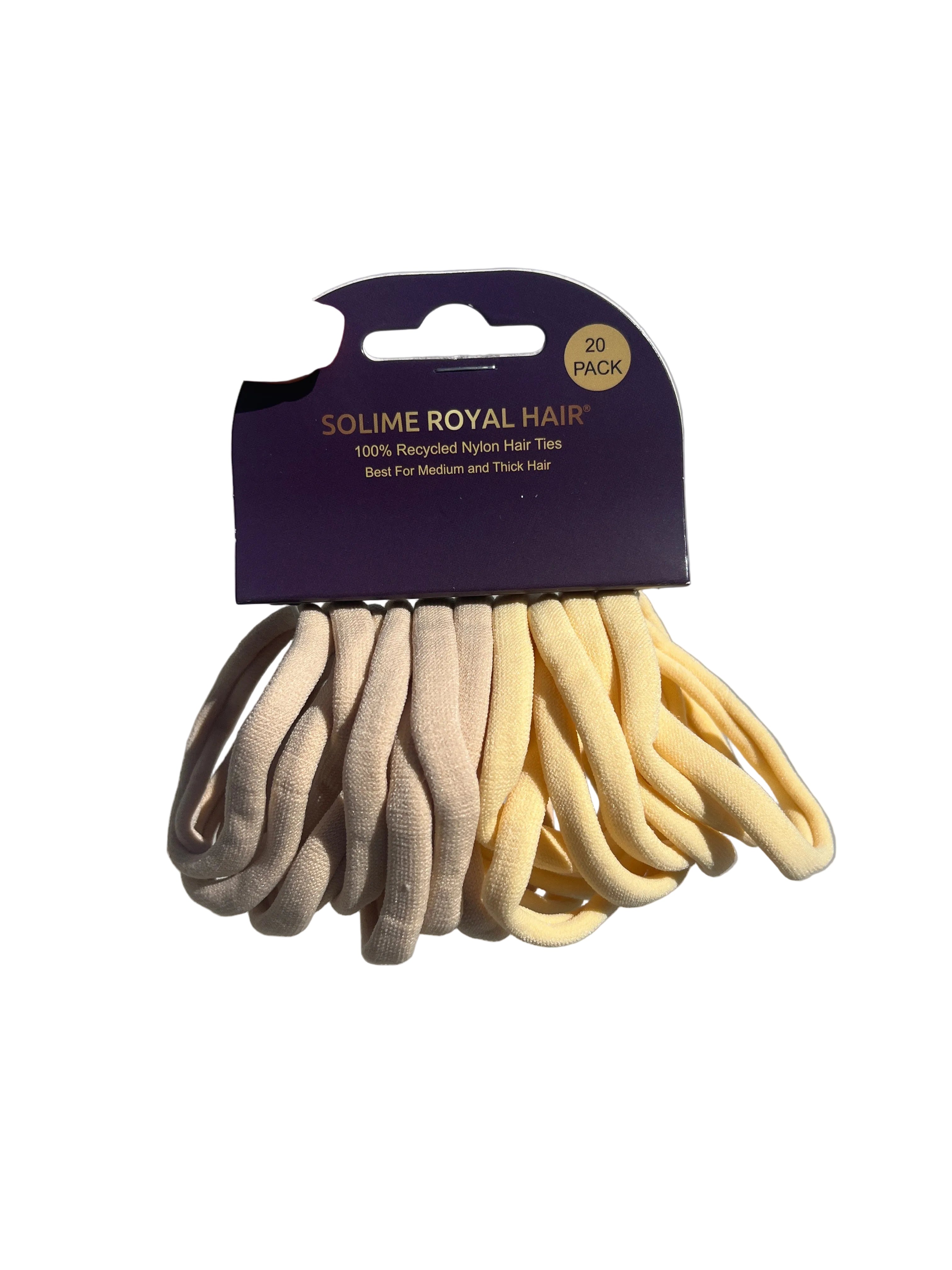 Recycled Nylon Hair Ties Set (20 Pack)  Beige & Yolk Yellow