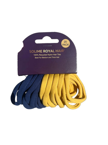 Recycled Nylon Hair Ties Set (20 Pack)  Blue & Yellow (Copy)