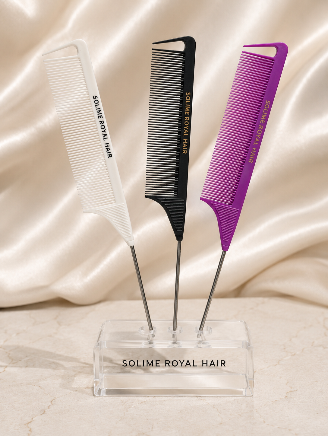 Solime Royal Hair - Rat Tail Comb - Black