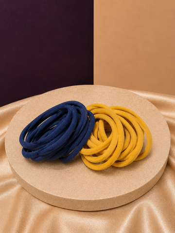 Recycled Nylon Hair Ties Set - Thin Hair (20 Pack)  Blue & Yellow