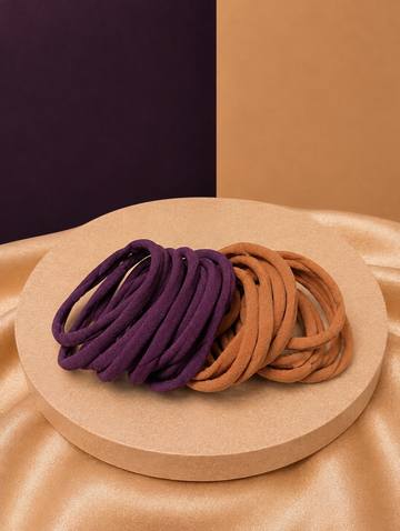 Recycled Nylon Hair Ties Set - Thin Hair (20 Pack)  Purple & Ginger