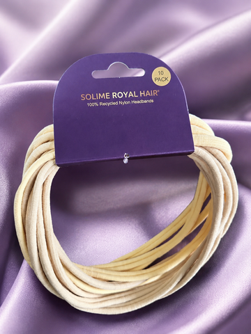 Recycled Nylon Headbands Set (10 Pack)  Beige & Yolk Yellow
