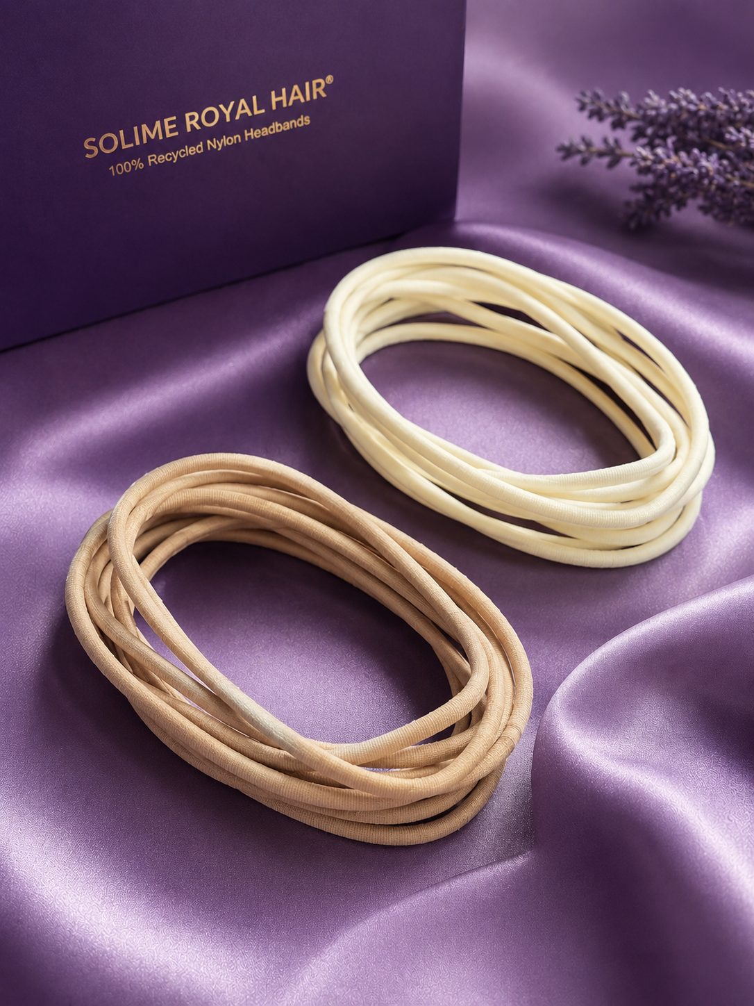 Recycled Nylon Headbands Set (10 Pack)  Beige & Yolk Yellow