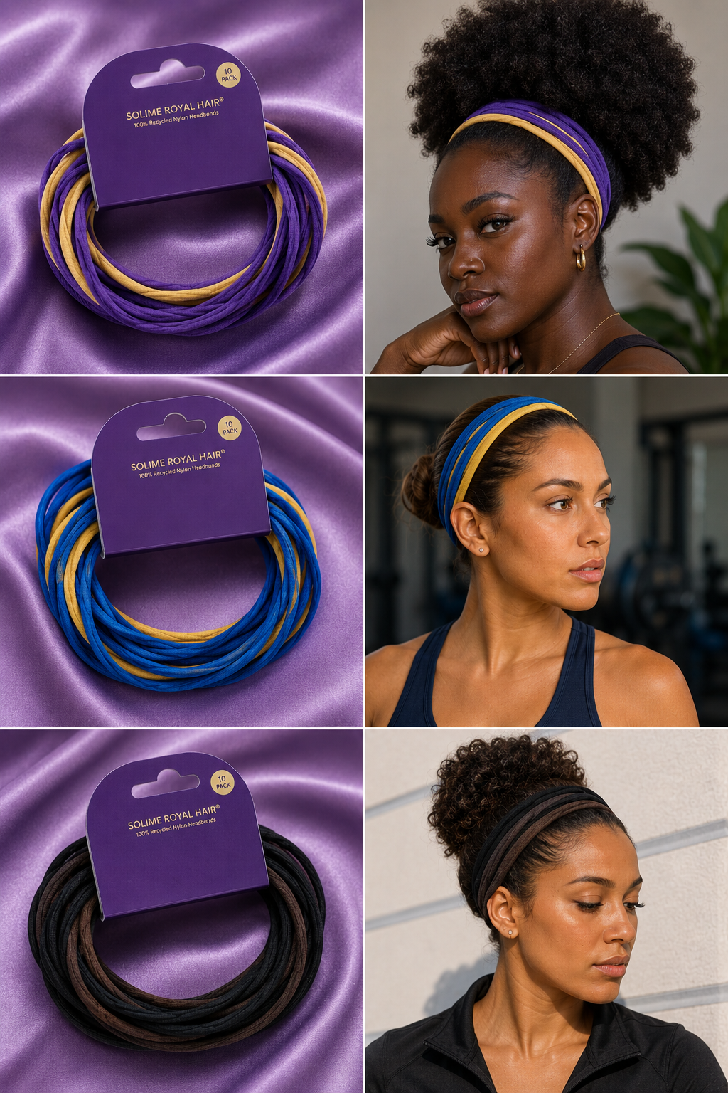 Recycled Nylon Headbands Set (10 Pack)  Blue & Yellow