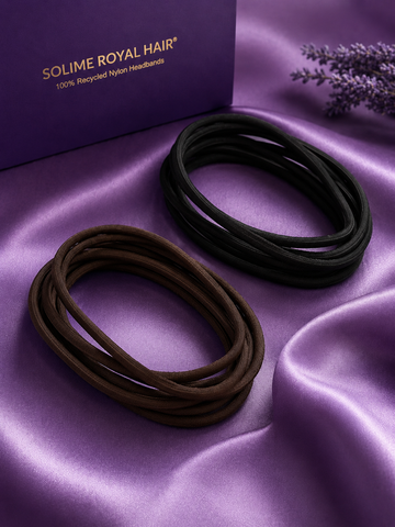 Recycled Nylon Headbands Set (10 Pack)  Black & Brown