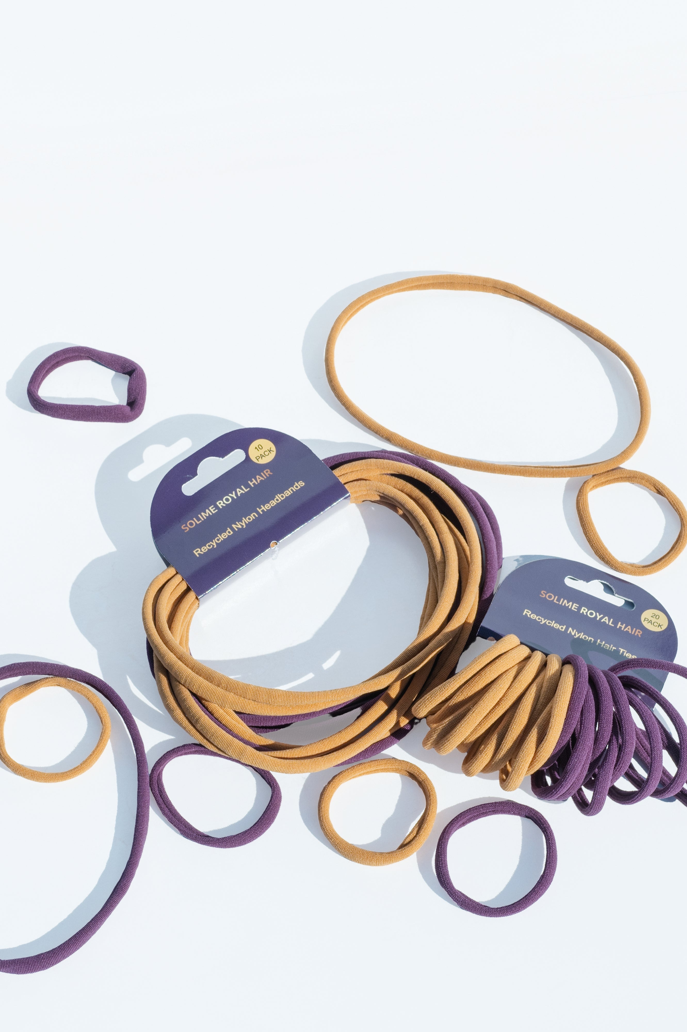 Recycled Nylon Headbands Set (10 Pack)  Purple & Ginger