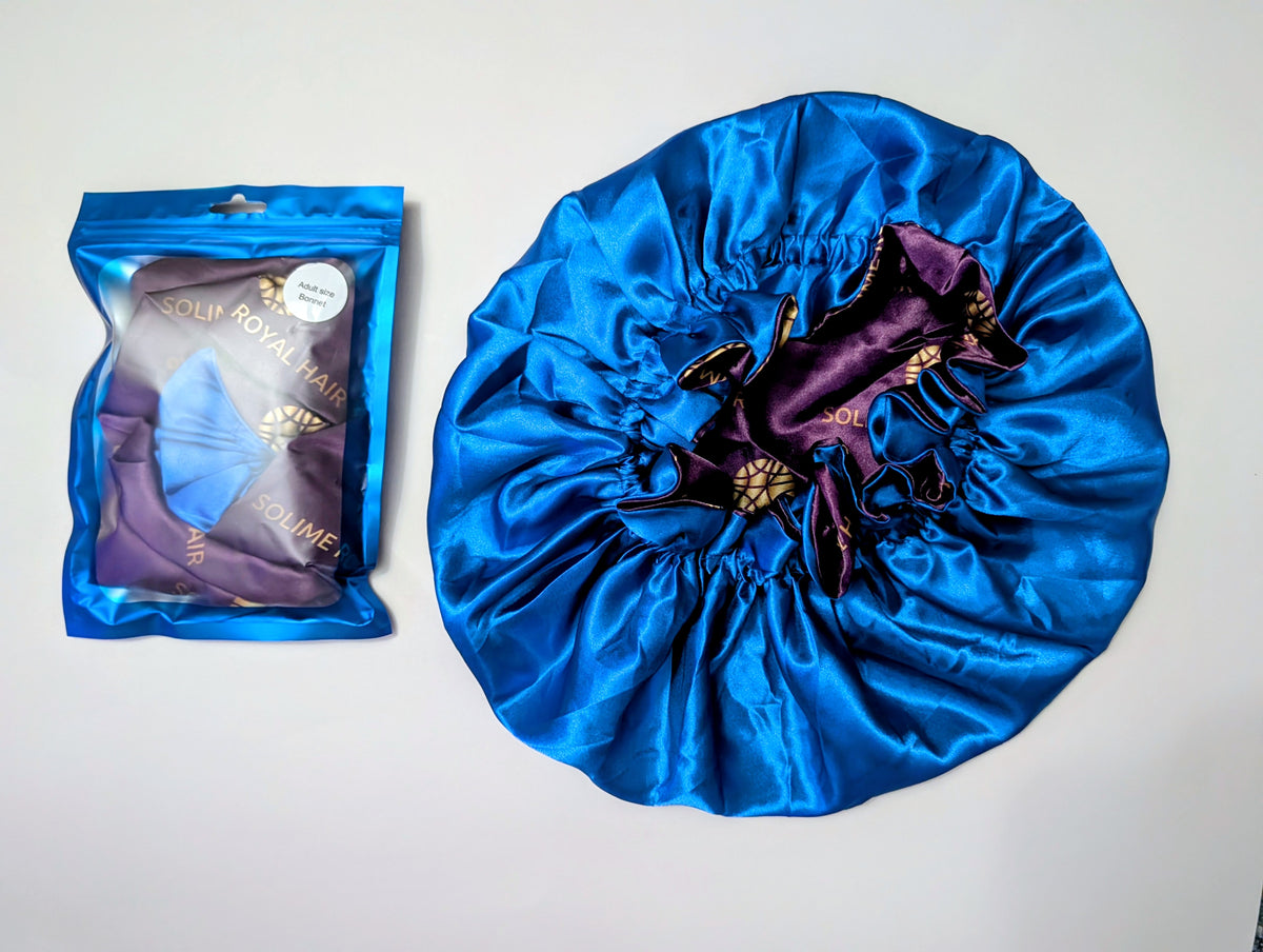 Reversible Satin Sleep Bonnet – Blue