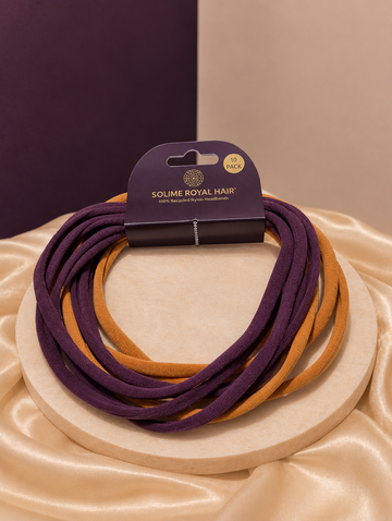 Recycled Nylon Headbands Set (10 Pack) - Purple & Ginger