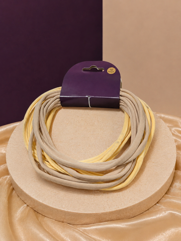 Recycled Nylon Headbands Set (10 Pack) - Beige & Yolk Yellow