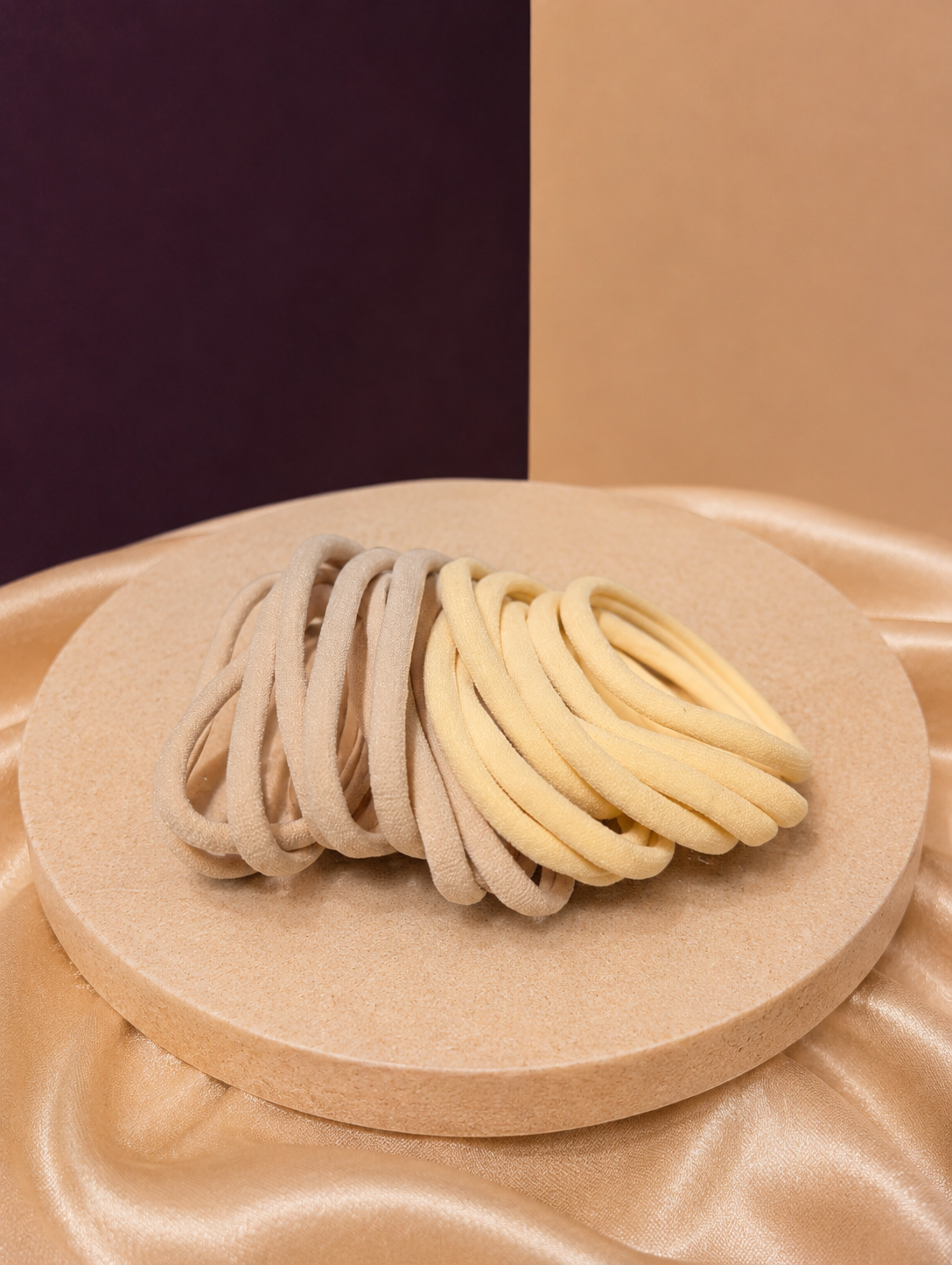 Recycled Nylon Hair Ties Set - Thick Hair (20 Pack) - Beige & Yolk Yellow