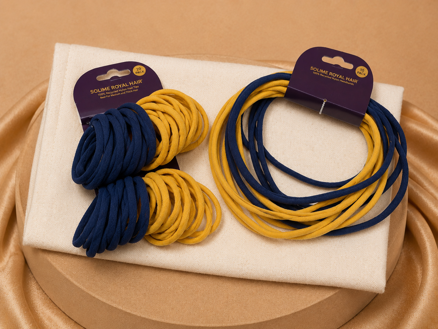 Recycled Nylon Hair Ties Set - Thin Hair (20 Pack)  Blue & Yellow