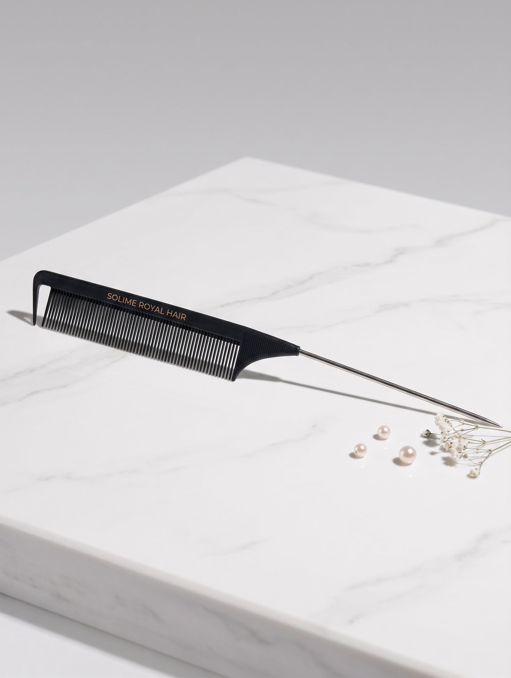 Solime Royal Hair - Rat Tail Comb - Black