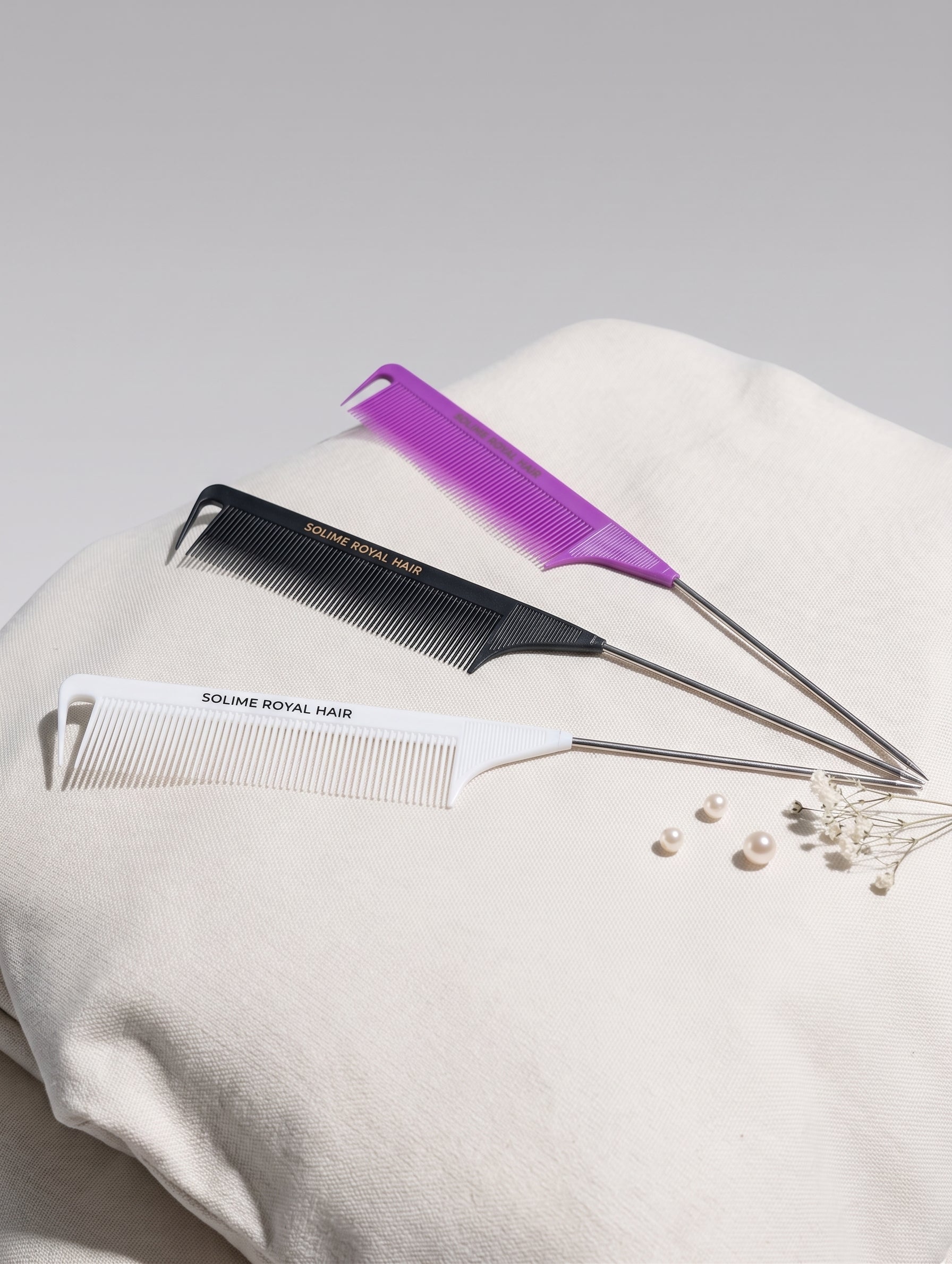 Solime Royal Hair - Rat Tail Comb - White