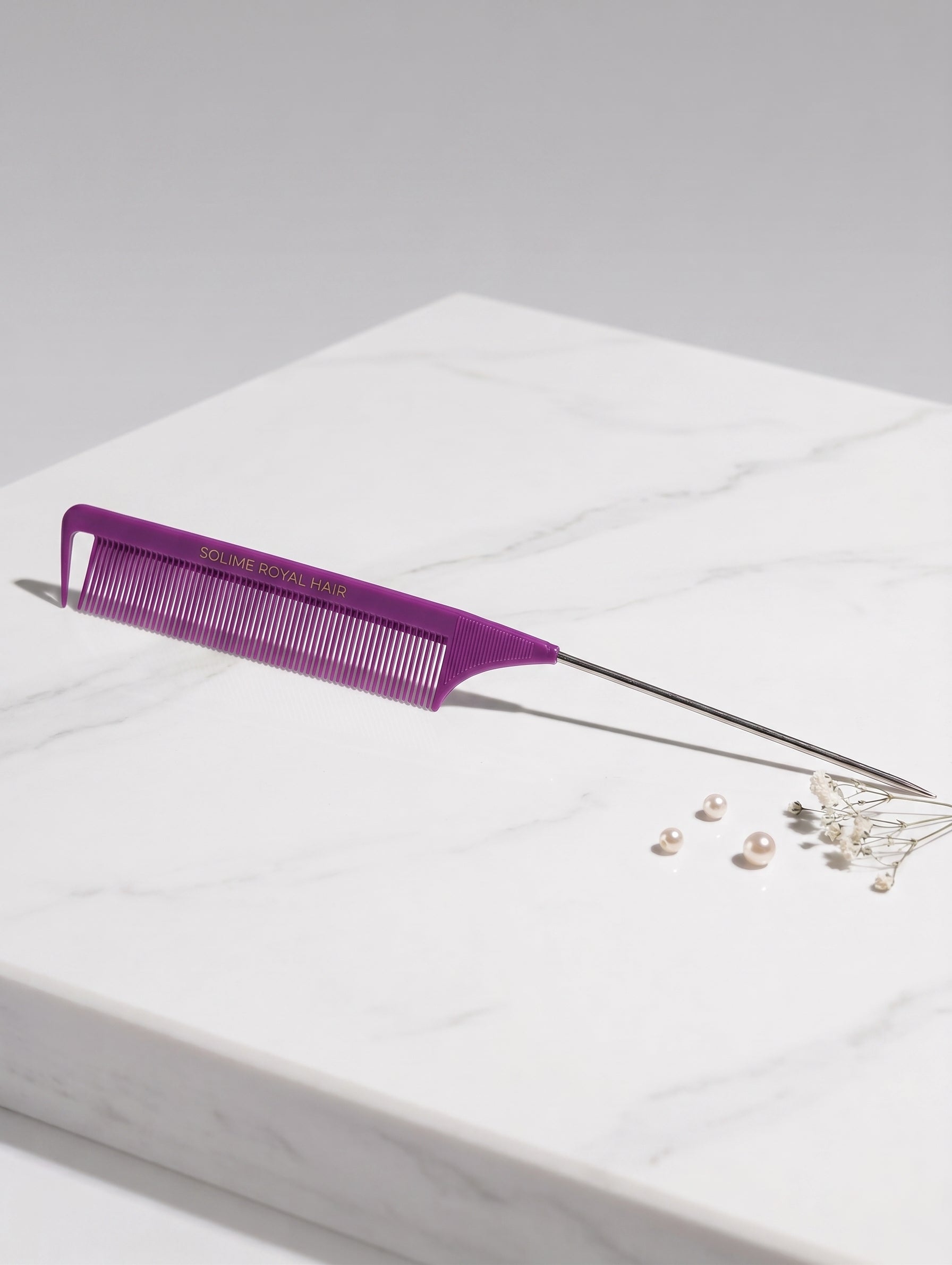 Solime Royal Hair - Rat Tail Comb - Purple