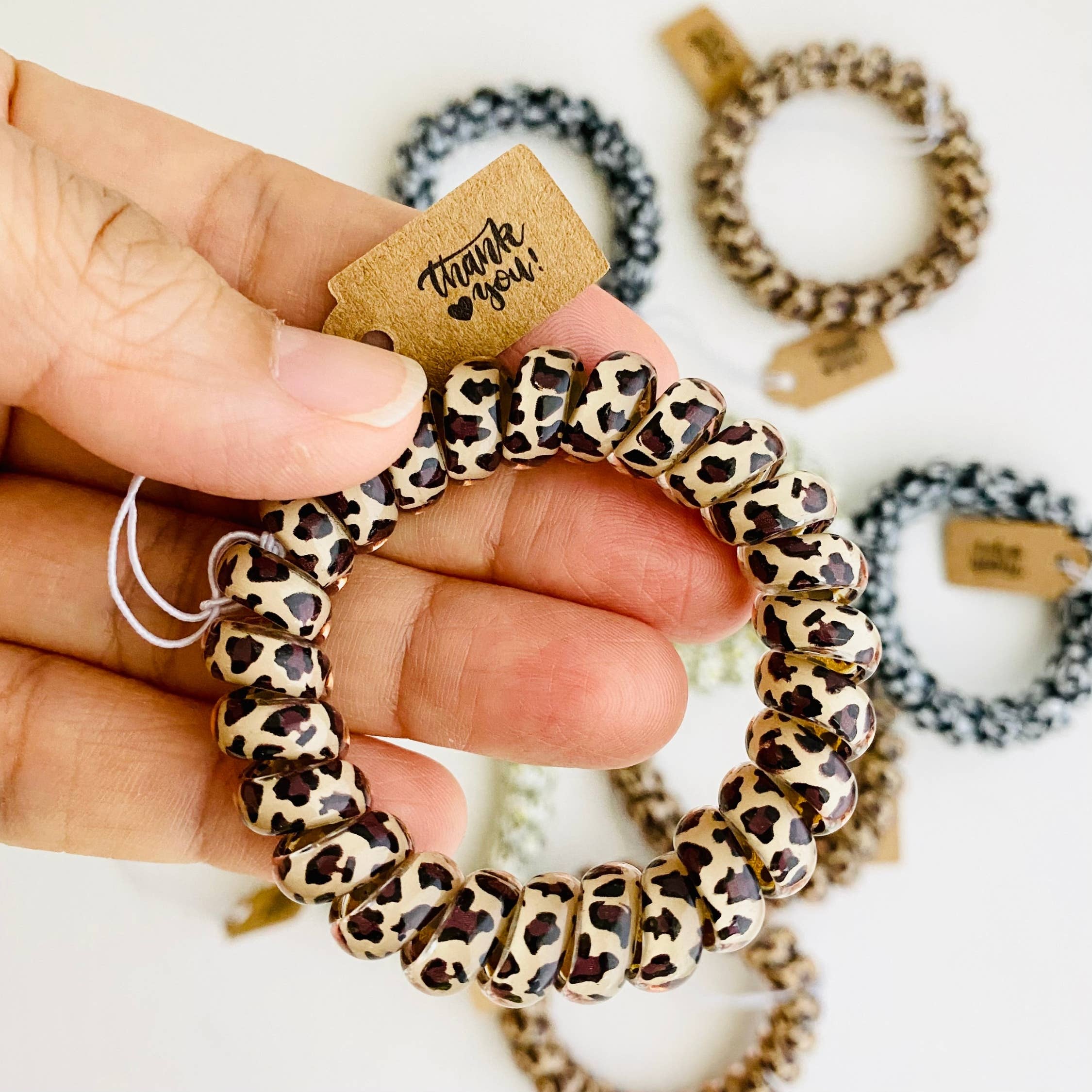 Tiny Gift Society - Thank You Gifts Leopard Hair Coils Telephone Cord Hair Ties
