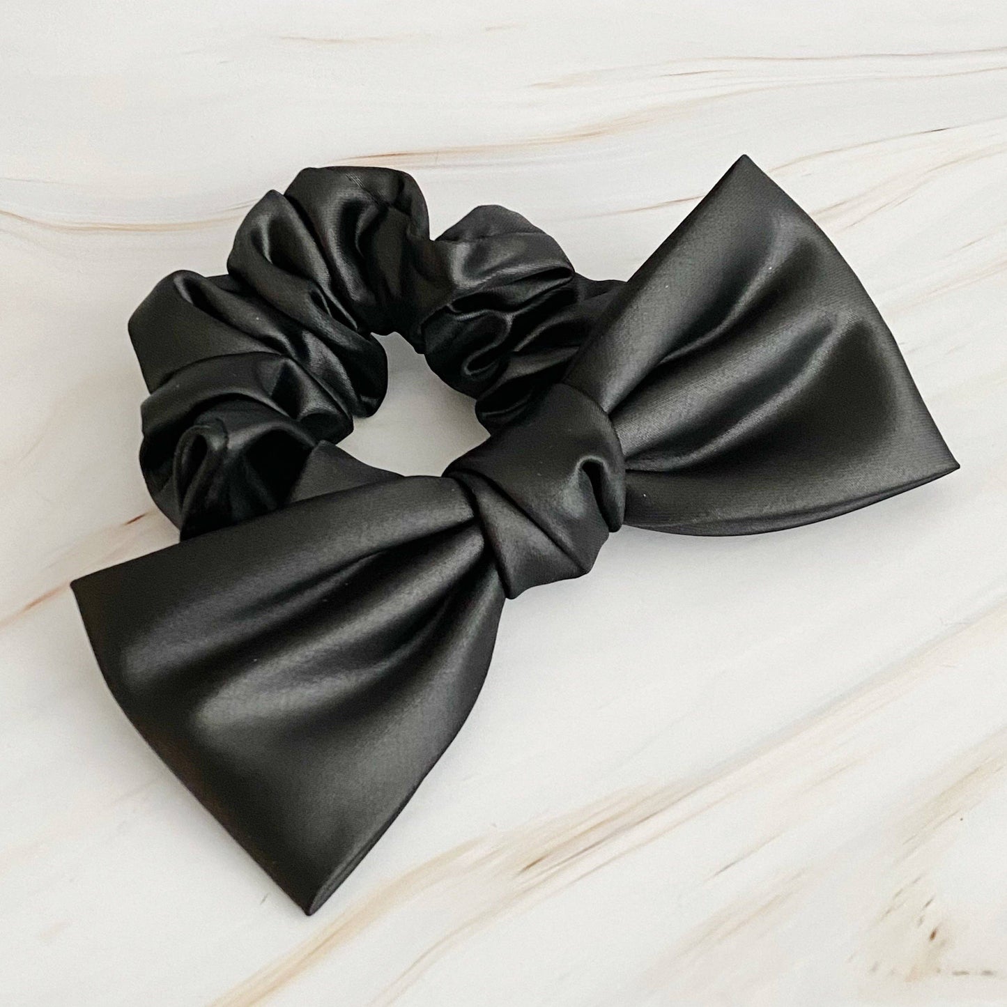 Ellison+Young - Satin Bow Tie Hair Scrunch: Pink