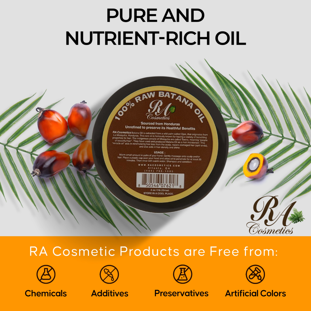 RA Cosmetics - 100% Raw Batana Oil, 8oz -From Honduras