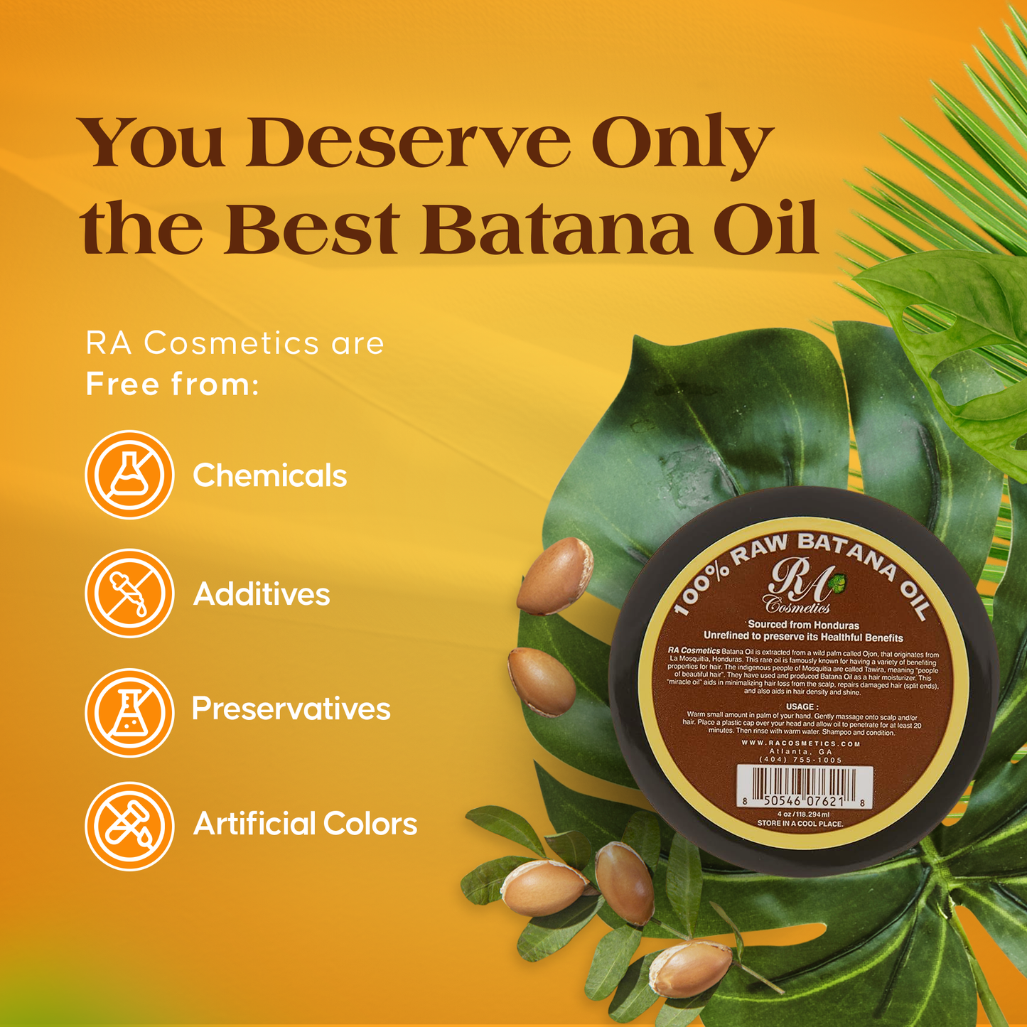 RA Cosmetics, LLC - 100% Pure Batana Oil 4oz