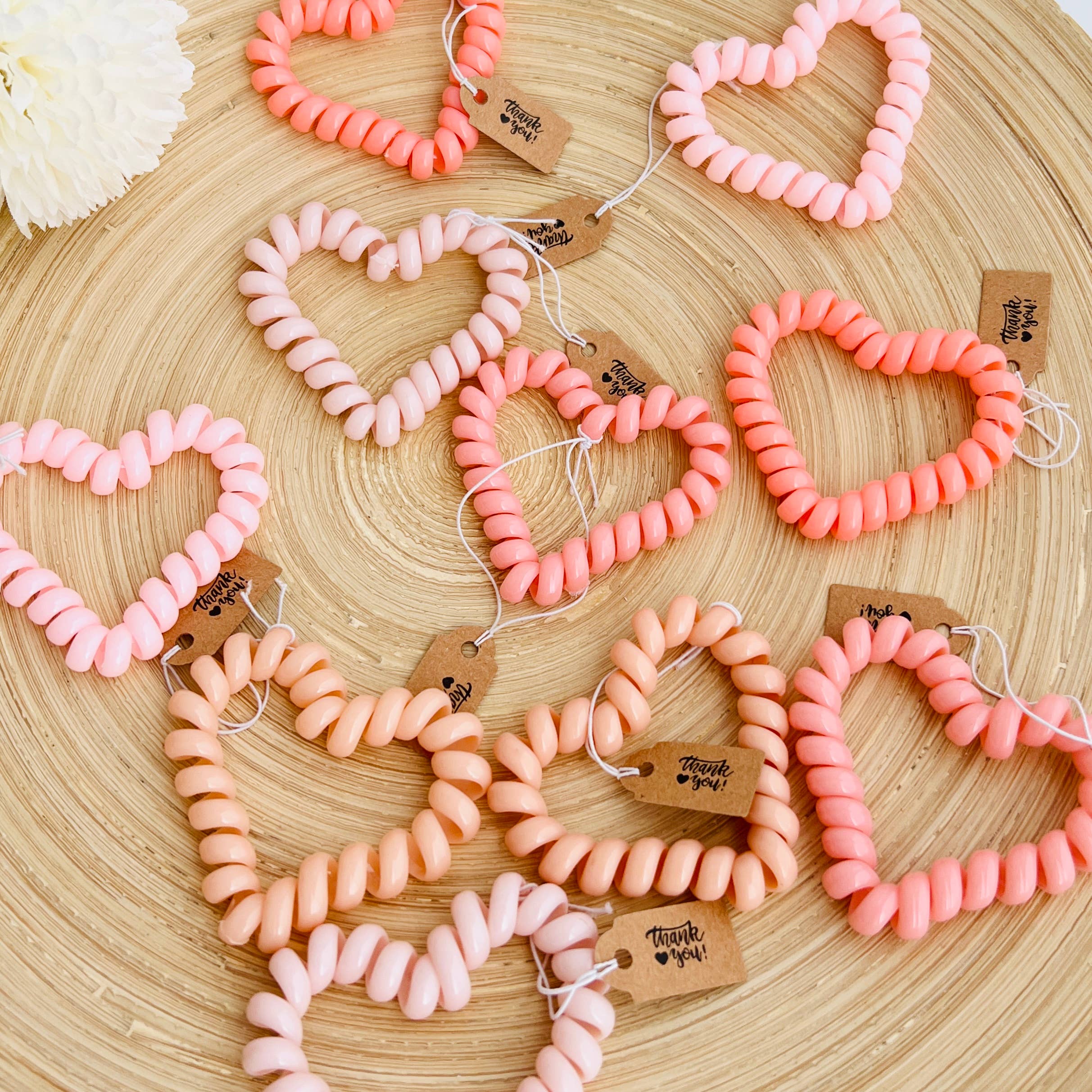 Tiny Gift Society - Heart Hair Coils | Thank You Gifts Telephone Cord Hair Ties