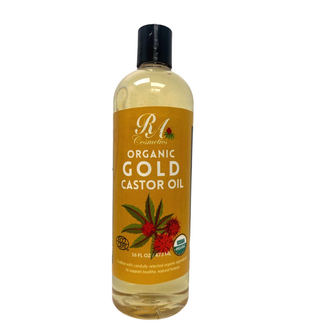 RA Cosmetics - 100% Organic Cold Pressed Gold Castor Oil, 16 oz