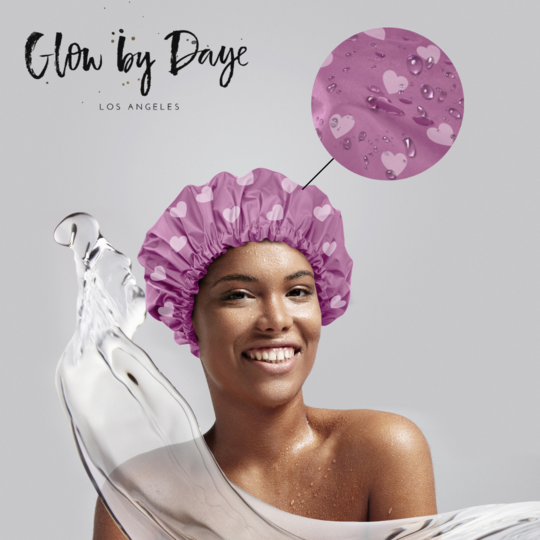 Glow by Daye - "Heartbreaker" Satin Lined Shower Cap