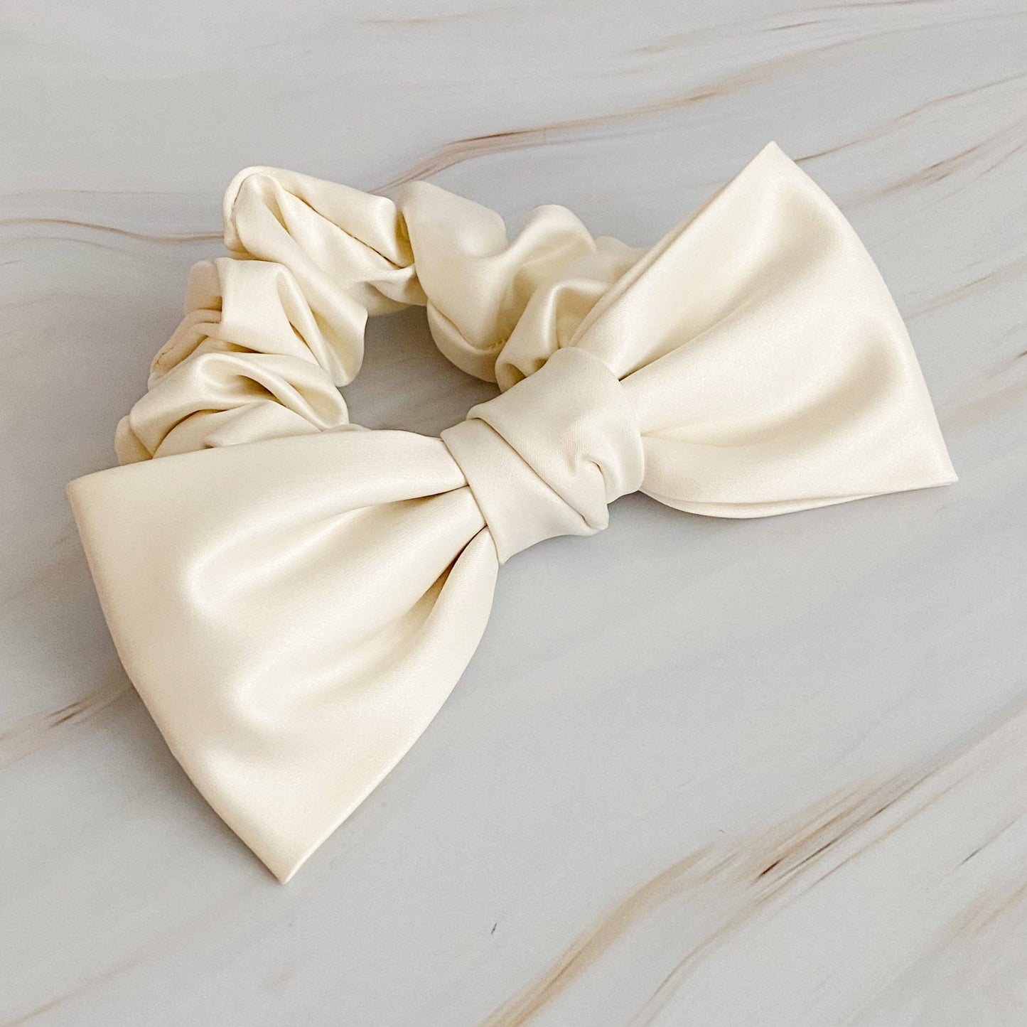 Ellison+Young - Satin Bow Tie Hair Scrunch: Pink