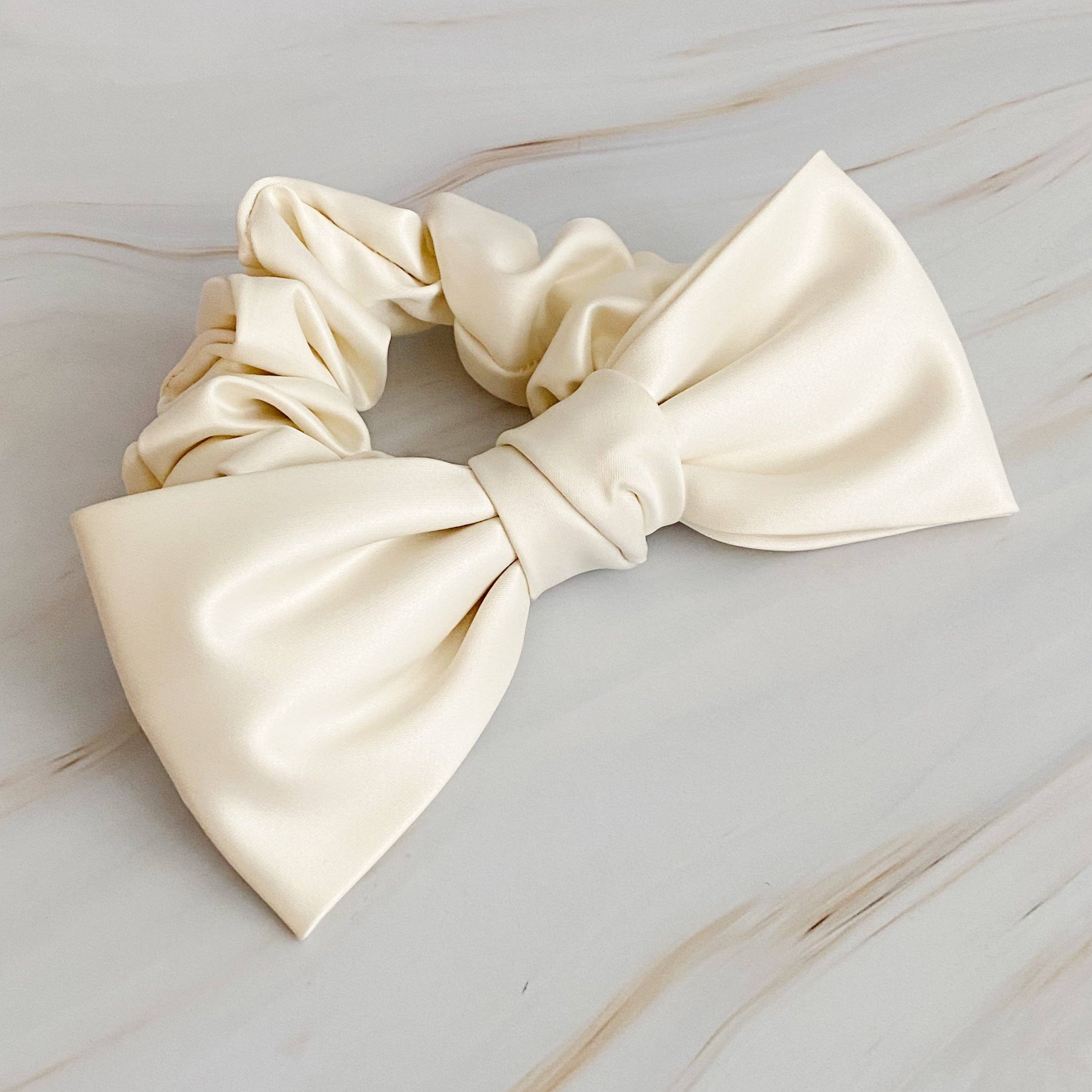 Ellison+Young - Satin Bow Tie Hair Scrunch: Mint